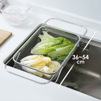 SHIMOYAMA Cesta coladora de malla para fregadero de cocina, para platos y frutas, de acero inoxidable 304, con asa expandible
