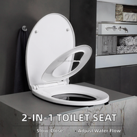Abattant de toilettes moderne 2-en-1 en plastique avec fermeture douce et réglage de la pression de l'eau pour l'apprentissage des enfants et de la famille