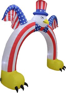 Aigle chauve gonflable patriotique <span class=keywords><strong>de</strong></span> 9 pieds <span class=keywords><strong>de</strong></span> haut pour le <span class=keywords><strong>4</strong></span> juillet, avec chapeau et arche <span class=keywords><strong>de</strong></span> drapeau américain avec lumières LED - Product Image 4
