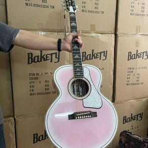 Guitare acoustique de salon Geake BK-20 de 38 pouces avec manche en acajou et table en bois massif dégradé rose à blanc - Utilisation professionnelle - Product Image 4