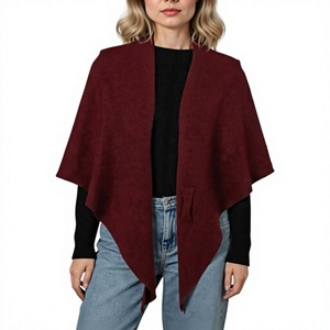 Women's Wool <b>Shawl</b> Solid Color Medium Length Winter <b>Wrap</b> Knotted Front Elegant Daily Wear - Product Image 3