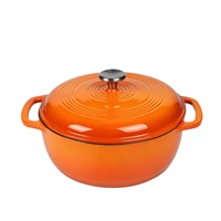 Cocotte en fonte émaillée marron dégradé 3QT, durable et antiadhésive, avec couvercle auto-irrigant