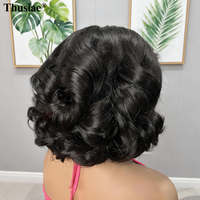 Perruques Courtes en Cheveux Humains Bouclés et Volumineux, Perruque Frontale HD Sans Colle en Cheveux Humains Bouclés et Volumineux, Perruques en Cheveux Humains Vierges Naturels Bouclés et Volumineux
