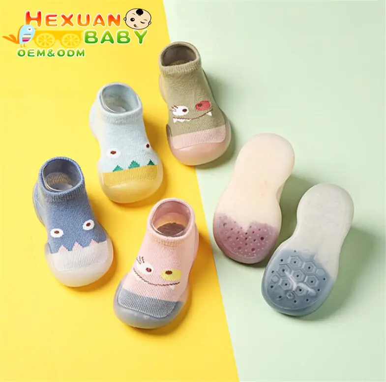 Детские носки с мультяшным изображением маленького монстра, мягкие резиновые носки для маленьких мальчиков и малышей