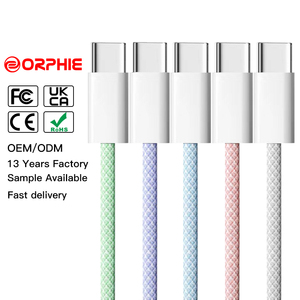 Câble USB-C vers USB-C Tressé en Nylon 60W, Charge Rapide 3A/5A, Câbles de Données Plaqué Nickel pour Téléphones 15/16 et Ordinateurs Compatibles iOS - Product Image 1