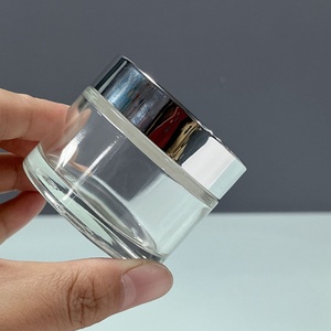 Emballage cosmétique en gros, ensemble de soins de la peau, pots à crème transparents et flacons en verre avec bouchon à vis argenté - Product Image 2