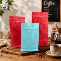 Sac à fond plat réutilisable avec fermeture éclair Lebei Packing pour l'emballage du thé et du café, sac à café anti-odeur avec valve