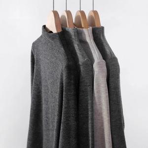 Women Cashmere Blend Semi High Neck Base Layer Top Solid Color Long Sleeve Warm Autumn Winter Wear - Product Image 1