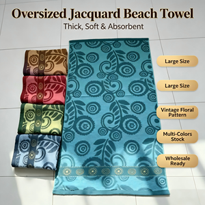 Telo Mare Jacquard Floreale Vintage Multicolore Grande Morbido per Spiaggia e Piscina - Vendita all'Ingrosso - Product Image 1