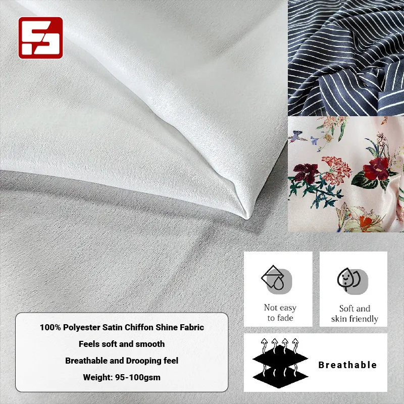 Proveedores de tela tejida 100% poliéster tela de gasa satinada para ropa pijama camisa telas microelásticas para ropa de mujer