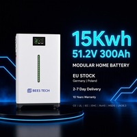 Kit solaire complet au lithium 15 kWh 51,2 V 300 Ah avec barre lumineuse LED et onduleur 20 kW pour maison connectée au réseau – Stock UE DE PL
