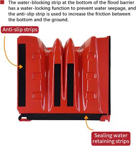 Barriera portatile rossa in plastica per il controllo delle inondazioni, salvavita, impermeabile, a forma di L, antiallagamento, pieghevole, prodotti per la sicurezza idrica - Product Image 5