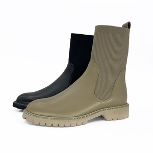 Ultimo Disegno Della Caviglia Tratto Calzino Materiale Elastico Inverno Tacco Piatto <span class=keywords><strong>Stivali</strong></span> Alla Caviglia Donne <span class=keywords><strong>Stivali</strong></span> - Product Image 2