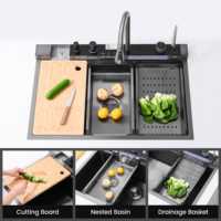 Évier de cuisine en acier inoxydable 304 à poser sur le plan, 18 jauges, multifonction, avec accessoires complets