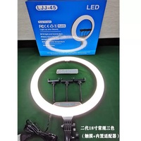 Anneau lumineux LED OEM de 18 pouces pour photographie, vidéo en direct, maquillage, avec 3 supports de téléphone et lumière d'appoint pour selfie