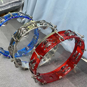 Wholesale Orff Percussion Instruments Acrylic 10-Inch 25cm Double-Row Hand Cranked <b>Drum</b> Adjustable Tambourine Musical Instrument - Product Image 2