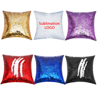 Sublimatie Kussen Glitter Cases Custom Logo Decoratie Flip Pailletten Kussen Zilver Blank 16X16 Inch Mermaid Pluche Kussenslopen