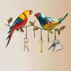 Best Quality Parrot Metal Vintage Eco-Friendly 5-<b>Hook</b> <b>Wall</b> <b>Key</b> Organizer Clothing Storage Rack for Home Office Decor Bulk Price - Product Image 1