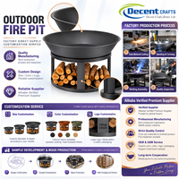 Brasero en métal noir avec base de rangement pour bois, support pour bûches et trou de drainage, pour extérieur, jardin, patio, brasero en fer