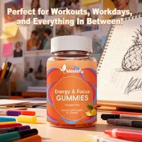 Gummies Meelefu Énergie & Concentration avec Caféine Naturelle + L-Théanine + Vitamines B6 & B12 + CoQ10 pour Nootropique et Cerveau