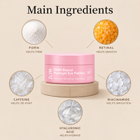 Patchs Hydrogel Végans Hydratants et Éclaircissants pour les Yeux (60 pièces) à base de PDRN, Rétinol, Niacinamide et Caféine, pour les Cernes (Vente en Gros)