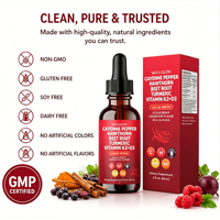 Vascu Glow Gouttes Liquides aux Piments de Cayenne, Aubépine, Racine de Betterave, Curcuma et Vitamines, Complément Herbal Saveur Baies et Cannelle