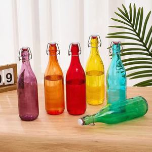 Botellas de Agua de Vidrio con Tapa Abatible de 550/1000 ml, Colores Surtidos, Botellas de <span class=keywords><strong>Vino</strong></span> Selladas, Botellas Decorativas para <span class=keywords><strong>Vino</strong></span> de Frutas y Bebidas, Botellas Vacías - Product Image 5
