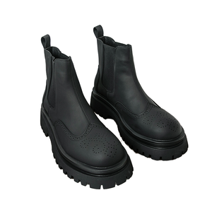 8881-1 Bottes Chelsea classiques pour homme Hiver 2025, noires, à enfiler, en cuir PU, plateforme, imperméables, rehaussantes, résistantes à l'usure - Product Image 2