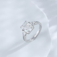 Bague de fiançailles en platine Pt950 avec trois diamants de laboratoire taille princesse pour femme, bijoux fins, diamant de laboratoire