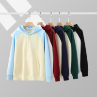 Sweat-shirt à capuche raglan contrasté 320GSM, 100% polyester, unisexe, personnalisable