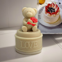 Nouveau design Rose ours bougie ensemble Silicone moule musique Base artisanat résine moule bougie moule pour l'amour