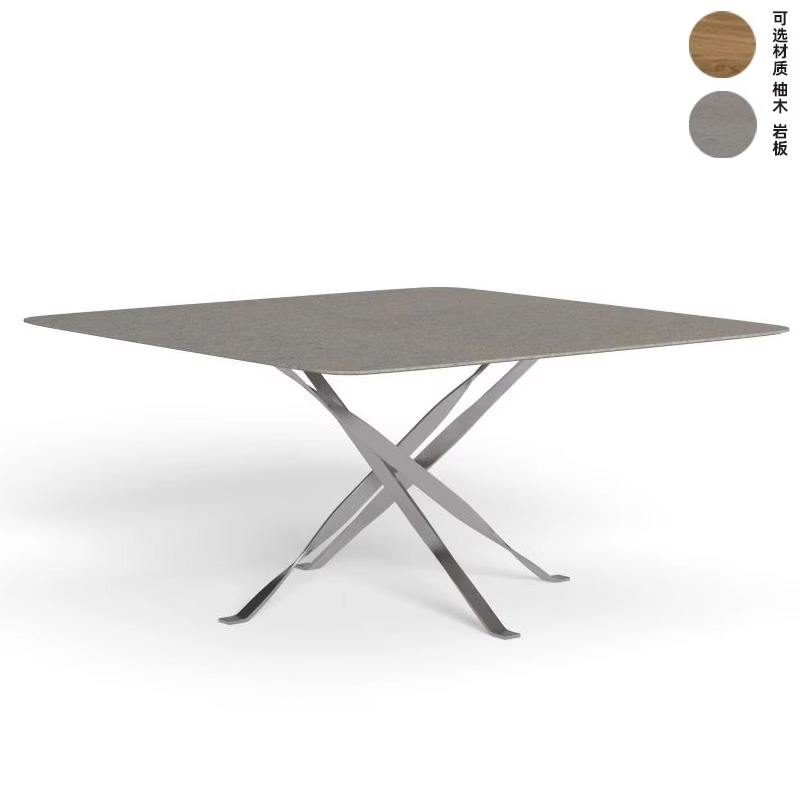 Mesa de comedor cuadrada de 150 cm (acero inoxidable)