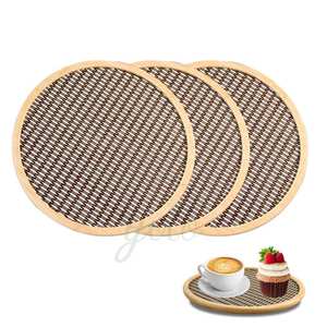 Ensemble de grands plateaux de service à chocolat en bois de bambou en rotin divisé avec couvercle et poignée pour les mariages de cuisine - Product Image 1