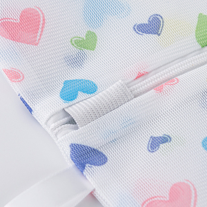 Foldable Zipper Double Layer Mesh <b>Laundry</b> <b>Bag</b> 50x60cm Heart Print Portable Clothes Washing Protector - Product Image 4