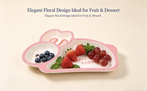 Plato de Melamina <span class=keywords><strong>Happy</strong></span> Rabbit de NYT |   Ligero y Seguro |   Perfecto para Comidas y Fiestas Infantiles - Product Image 3