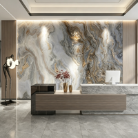 Papier peint personnalisé en marbre bleu doré, effet pierre luxueux, murale moderne pour fond de télévision, papier peint décoratif pour hall d'hôtel