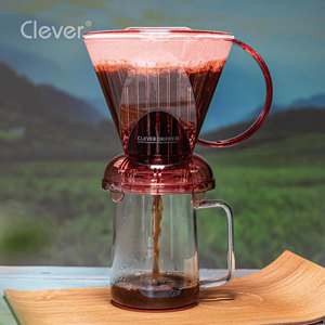 Cafetera de café de preparación manual, trapezoidal, rosa translúcido, libre de BPA, popular entre las boutiques minoristas y cafeterías. - Product Image 5