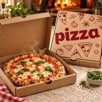 Boîtes à pizza rigides portables en gros avec fermeture magnétique et poignée en papier couché pour la livraison de repas à emporter et la livraison de nourriture pour restaurants