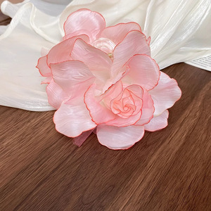 Pince à cheveux romantique en tissu rose séché, accessoire de coiffure pour femme, style bord de mer - Product Image 5