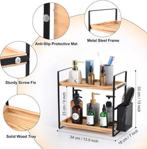 Étagère de rangement de comptoir en bois à 2 niveaux pour une organisation efficace. - Product Image 3
