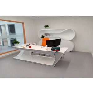 Venta superior alta final Corian de superficie sólida Loft escritorio muebles de oficina en forma de L de mesa de oficina - Product Image 6