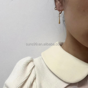 Pendientes de acero inoxidable para mujer, oro amarillo sólido de 18k, aretes de gota de lágrima - Product Image 6