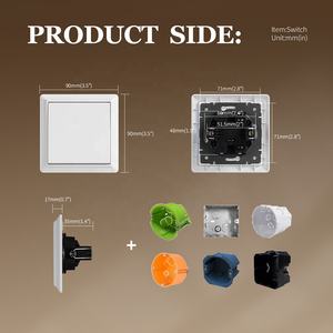 90*90mm grand panneau finition mate couleur noire plaque de couverture PC ignifuge interrupteur mural Standard ue 1 gang 1 voie interrupteurs de lumière - Product Image 3