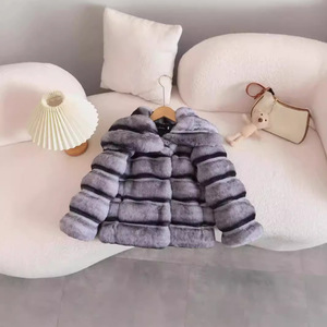 Girls Faux <strong>Fur</strong> Winter <strong>Coat</strong> Gradient Color Baby Soft Texture Padded Outerwear for Kids - Product Image 4