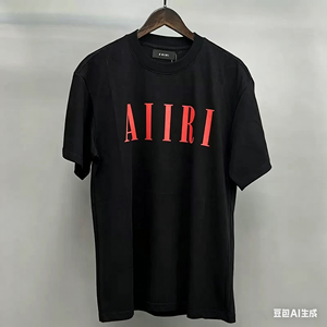 เสื้อยืดแขนสั้นผ้าฝ้ายพิมพ์ลาย AMI RI สไตล์ฮิปฮอปโอเวอร์ไซส์ลำลองสำหรับผู้ชาย แฟชั่นสตรีทแบบอเมริกันสำหรับฤดูร้อน - Product Image 6