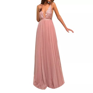 Elegante Vestido de Noche con Lentejuelas, Escote en V, Espalda Descubierta, Cintura Imperio y Capa Transparente Larga para Mujer - Product Image 5