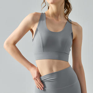 Gilet de yoga à fermoir arrière sans couture haute résistance Soutien-gorge de sport anti-choc push-up avec coussinets d'allaitement une pièce - Product Image 4