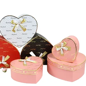 Gilding craft Ribbon bow heart-shaped three-piece gift box Holiday birthday gift candy box