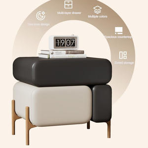 2026 Modern Luxury Bedroom Furniture Fashion Custom Design Wholesale <strong>Bedside</strong> <strong>Table</strong> Black Nightstand <strong>Set</strong> <strong>of</strong> <strong>2</strong> With Drawer - Product Image 5