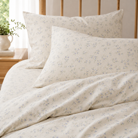Ensemble de housse de couette à fleurs bleues, OEM ODM, ensemble de literie personnalisé avec fermeture éclair et taies d'oreiller pour la vente en gros, fournitures pour la maison